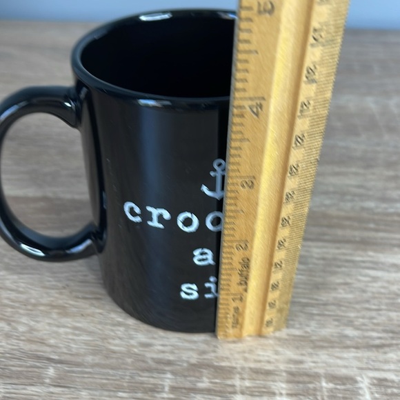Crooked As Sin Black Ceramic Mug with Anchor Design 10oz - Picture 6 of 8